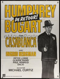 7c0907 CASABLANCA French 1p R1970s full-length Humphrey Bogart with gun, Michael Curtiz classic!