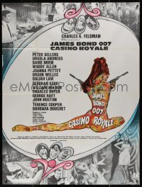 7c0910 CASINO ROYALE French 1p 1967 Bond spy spoof, sexy psychedelic Kerfyser art + photo montage!