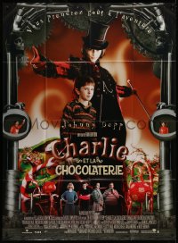 7c0915 CHARLIE & THE CHOCOLATE FACTORY French 1p 2005 Tim Burton, Johnny Depp as Willy Wonka!