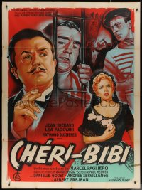 7c0917 CHERI-BIBI French 1p 1955 montage art of Jean Richard, Lea Padovani & top cast, very rare!