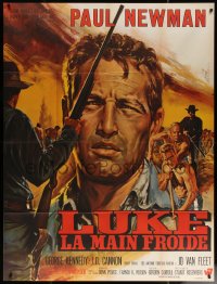 7c0936 COOL HAND LUKE French 1p 1967 Paul Newman prison escape classic, different Jean Mascii art!