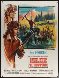 7c0950 DANIEL BOONE FRONTIER TRAIL RIDER French 1p 1967 art of Fess Parker by Boris Grinsson!