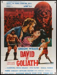 7c0954 DAVID & GOLIATH French 1p R1960s Orson Welles as King Saul, different art, ultra rare!