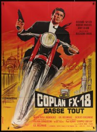 7c1010 EXTERMINATORS French 1p 1965 cool art of French motorcycle spy Richard Wyler by Xarrie!