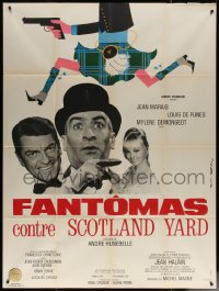 7c1015 FANTOMAS AGAINST SCOTLAND YARD style A French 1p 1967 Marais, De Funes, Demongeot, wacky Rau art!