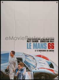 7c1027 FORD V FERRARI teaser French 1p 2019 Bale, Damon next to the Ford GT40 race car, Le Mans '66!