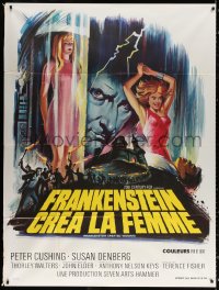 7c1032 FRANKENSTEIN CREATED WOMAN French 1p 1967 Peter Cushing, Susan Denberg, different horror art!