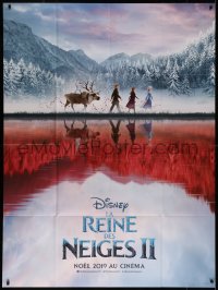 7c1040 FROZEN II advance French 1p 2019 Disney, great image of Anna, Elsa Kristoff & Sven by lake!