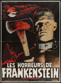 7c1100 HORROR OF FRANKENSTEIN French 1p R1970s Hammer horror, great close up of monster with axe!