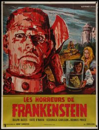 7c1099 HORROR OF FRANKENSTEIN French 1p 1972 Hammer horror, cool different monster art by Belinsky!