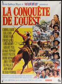 7c1104 HOW THE WEST WAS WON Cinerama French 1p R1970s John Ford epic, art of all-star cast by Ercole Brini!