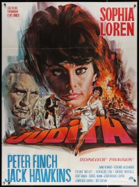 7c1141 JUDITH French 1p 1966 Daniel Mann, Michel Landi art of Sophia Loren, Peter Finch & Hawkins!