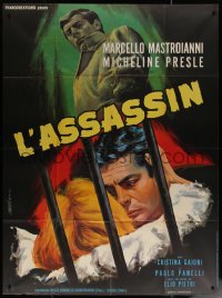 7c1165 LADYKILLER OF ROME French 1p 1963 L'Assassino, Mascii art of Marcello Mastroianni behind bars!