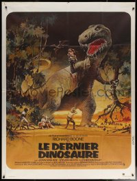 7c1171 LAST DINOSAUR French 1p 1977 different Tealdi art of humans vs huge tyrannosaurus rex, rare!