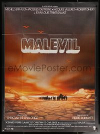 7c1214 MALEVIL French 1p 1981 Michel Serrault, French sci-fi, cool barren wasteland art by Landi!