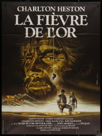 7c1245 MOTHER LODE French 1p 1982 different Landi art of Charlton Heston in gold mining adventure!