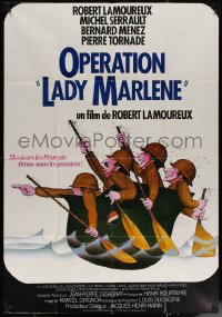 7c1284 OPERATION LADY MARLENE French 1p 1975 great cartoon art of soldiers using helmet as a boat!