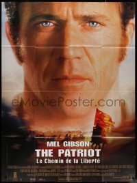 7c1293 PATRIOT DS French 1p 2000 huge close up portrait image of Mel Gibson over American flag!