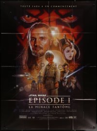 7c1299 PHANTOM MENACE style B French 1p 1999 George Lucas, Star Wars Episode I, art by Drew Struzan!