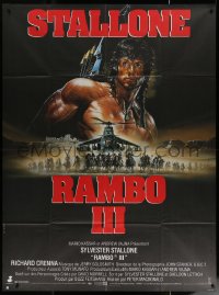 7c1321 RAMBO III French 1p 1988 Sylvester Stallone returns as John Rambo, cool different Casaro art!