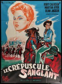 7c1324 RED SUNDOWN French 1p R1960s different Belinsky art of Rory Calhoun on horse & Martha Hyer!
