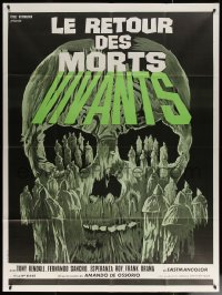 7c1330 RETURN OF THE EVIL DEAD French 1p 1976 different art of cultists in huge skull, rare!