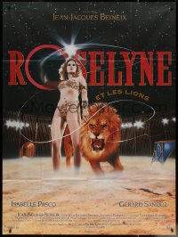 7c1346 ROSELYNE & THE LIONS French 1p 1989 sexy half-naked Isabelle Pasco with snarling lion!