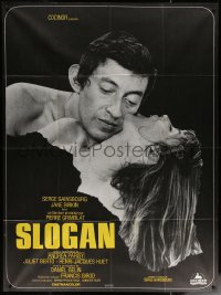 7c1373 SLOGAN French 1p 1969 romantic close up of Serge Gainsbourg & sexy Jane Birkin!