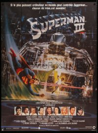 7c1396 SUPERMAN III French 1p 1983 John Berkey art of Christopher Reeve flying & Richard Pryor!