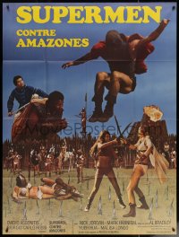 7c1397 SUPERSTOOGES VS. THE WONDERWOMEN French 1p 1975 montage of wacky heroes & Amazon women, rare!