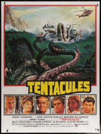 7c1409 TENTACLES French 1p 1977 Tentacoli, different Mascii art of giant octopus attacking ship!