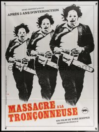 7c1412 TEXAS CHAINSAW MASSACRE French 1p R1980s Tobe Hooper classic, different Leatherface image!