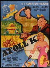 7c0842 ATOLL K French 1p 1950 Pigeut art of Stan Laurel & Oliver Hardy with sexy woman!
