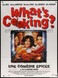 7c1464 WHAT'S COOKING French 1p 2000 Joan Chen, Julianna Margulies & cast looking at turkey in oven!
