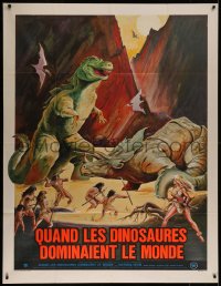 7c1466 WHEN DINOSAURS RULED THE EARTH French 1p 1976 Hammer, different art of cavemen & women!