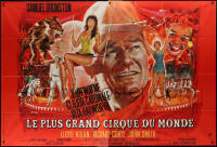 7c0760 CIRCUS WORLD French 2p 1965 different Landi art of John Wayne, Cardinale & Rita Hayworth!