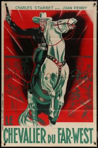 7c0778 GALLANT DEFENDER Algerian 32x48 1938 Daisy Peron art of Charles Starrett on his horse, rare!