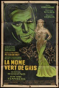 7c0784 POISON IVY French 32x47 1953 Bertrand art of Eddie Constantine as Lemmy Caution & sexy woman!