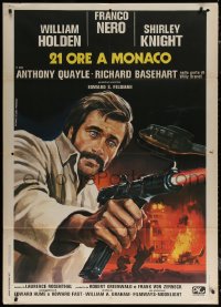 7c0002 21 HOURS AT MUNICH Italian 1p 1977 great artwork of Franco Nero shooting gun!