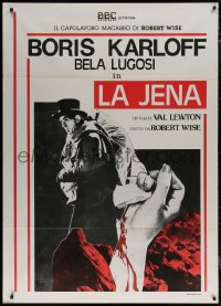 7c0054 BODY SNATCHER Italian 1p R1980s great image of Boris Karloff robbing body from graveyard!