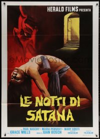 7c0124 EXORCISM Italian 1p 1976 Paul Naschy, wild art of Satan looming over near-naked woman!