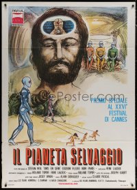 7c0129 FANTASTIC PLANET Italian 1p 1974 sci-fi cartoon, Cannes winner, different surreal art!