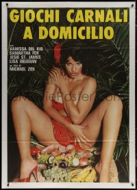 7c0133 FILTHY RICH Italian 1p 1980 super sexy near-naked Vanessa Del Rio sitting on fruit plate!