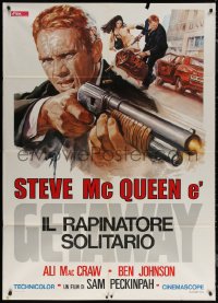 7c0147 GETAWAY Italian 1p R1970s different art of Steve McQueen w/shotgun, Ali McGraw, Sam Peckinpah
