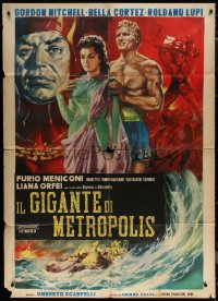 7c0150 GIANT OF METROPOLIS Italian 1p 1961 Gordon Mitchell, fantasy art, the lost city of Atlantis!