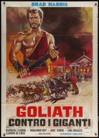 7c0161 GOLIATH AGAINST THE GIANTS Italian 1p R1960s art of Brad Harris, Goliath Contro I Giganti