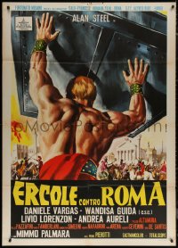 7c0171 HERCULES AGAINST ROME Italian 1p 1964 Casaro art of strongman Sergio Ciani vs entire army!