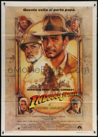 7c0188 INDIANA JONES & THE LAST CRUSADE Italian 1p 1989 Struzan art of Harrison Ford & Sean Connery!