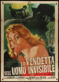 7c0193 INVISIBLE TERROR Italian 1p 1964 Der Unsichtbare, art of sexy woman & shadowy villain, rare!
