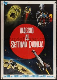7c0202 JOURNEY TO THE SEVENTH PLANET Italian 1p R1972 cool completely different sci-fi art!